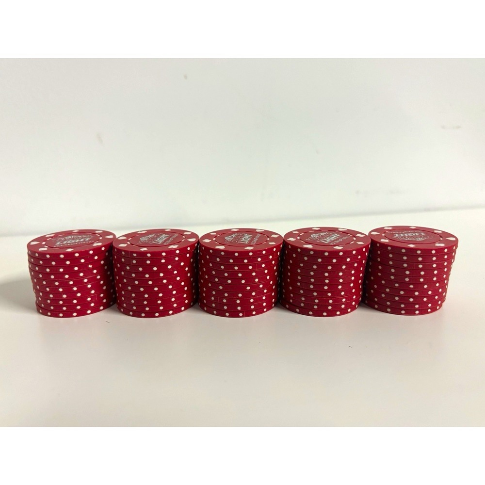 Coors Light Poker Chips Set Red Lot of 50 Beer Memorabilia Casino Gaming